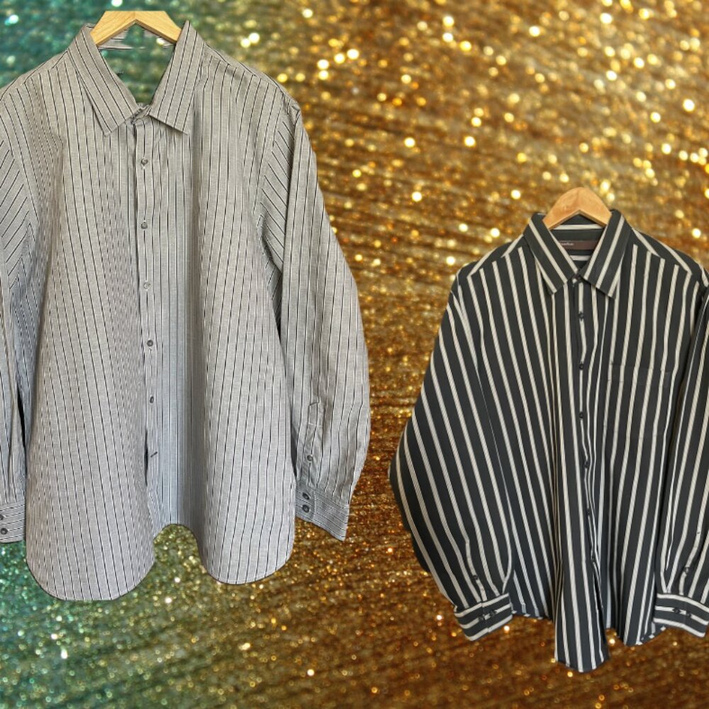 American Eagle Outfitters Perry Ellis Striped Dress Shirt Bundle of (2) Sz XXL